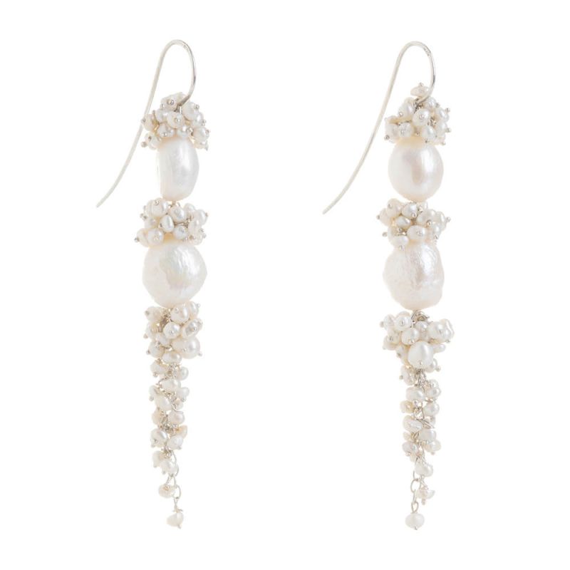 Silver Baroque Pearl Long Drops image