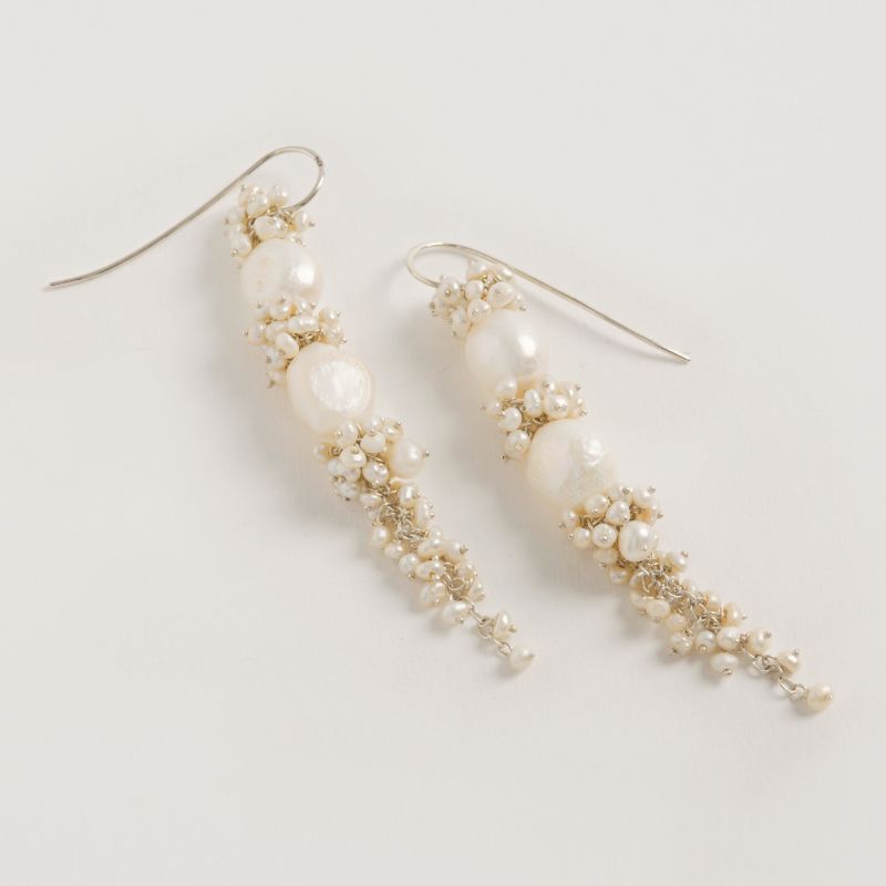 Silver Baroque Pearl Long Drops image