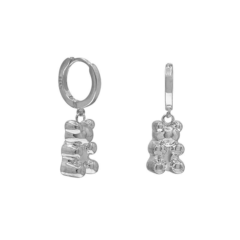 Silver Bear Pendant Earrings image