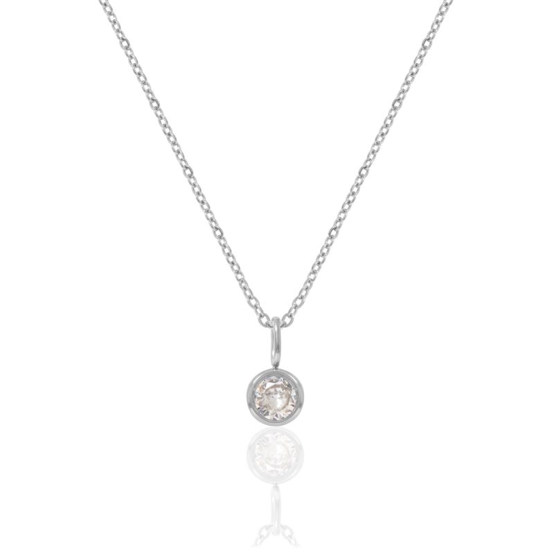 Silver Birthstone Necklace - April image