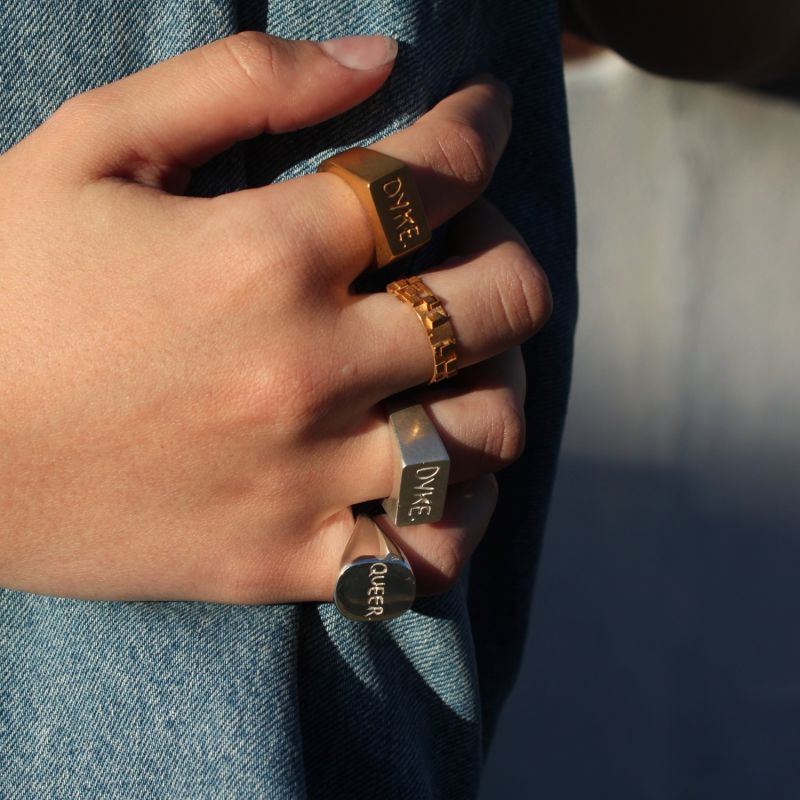 Silver Chunky Queer Signet Ring image