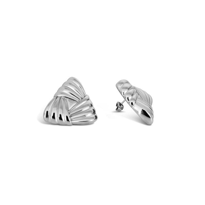 Silver Chunky Triangular Earrings image