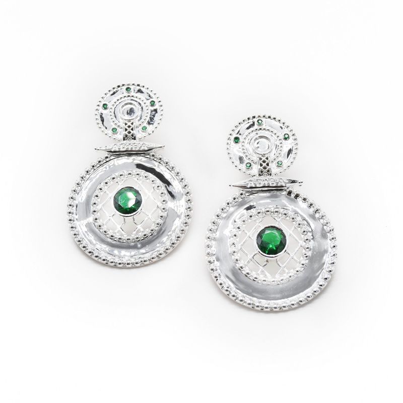 Silver Emerald Green Adiba Earrings image