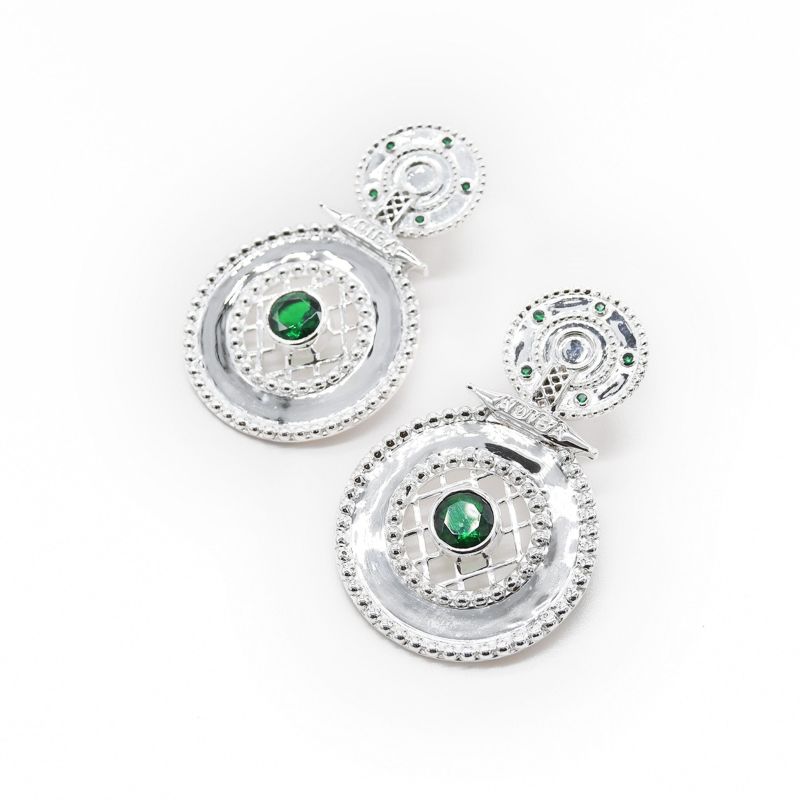 Silver Emerald Green Adiba Earrings image