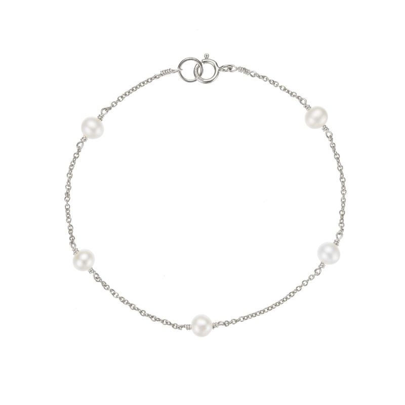 Silver Five Pearl Bracelet image