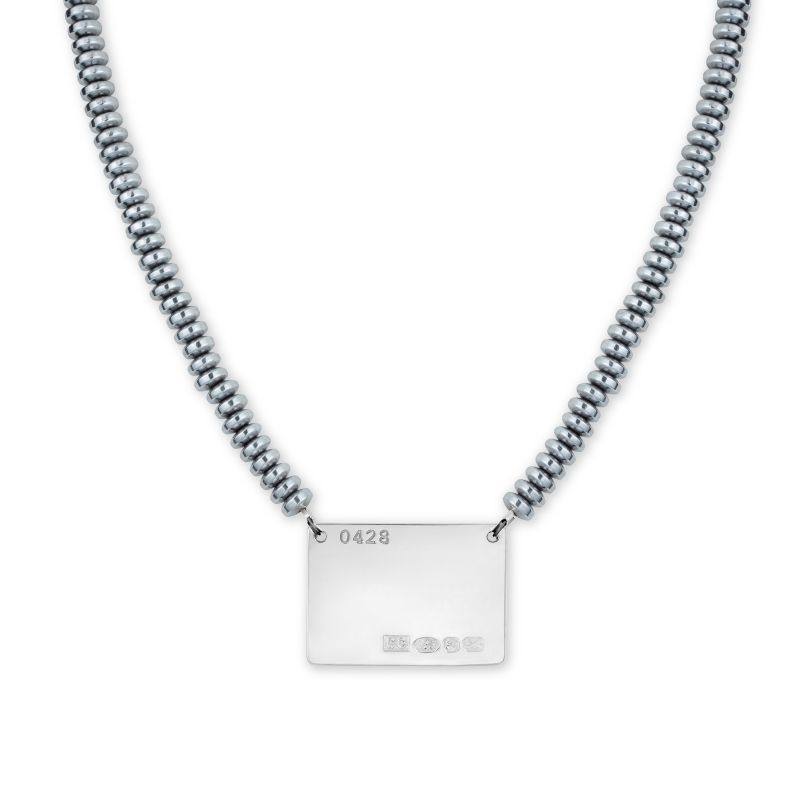 Silver Hematite Tag Necklace image