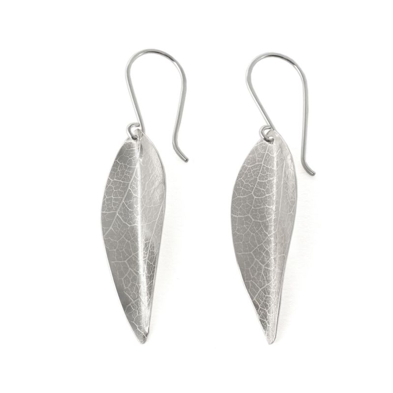 Silver Leaf Earrings In Large image