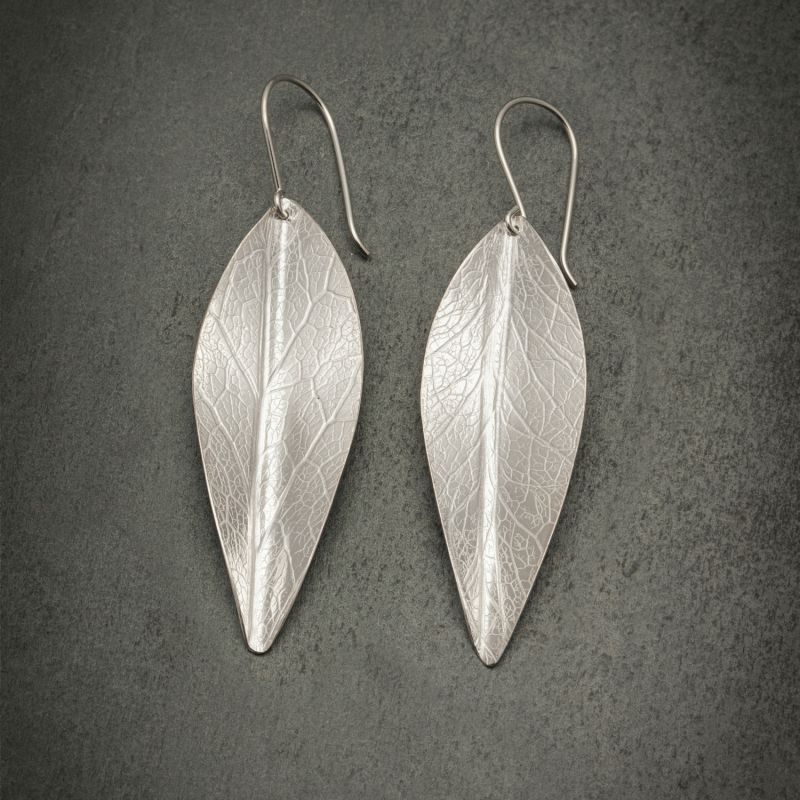 Silver Leaf Earrings In Large image