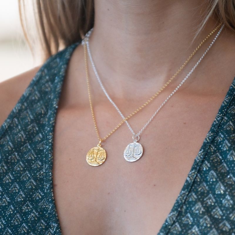 Gold Libra Zodiac Necklace image