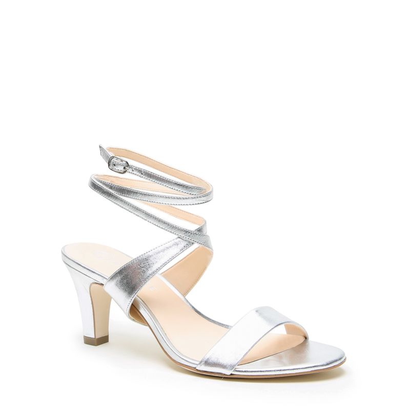 Silver Mid-Heel Sandal + Tomoe Strap image