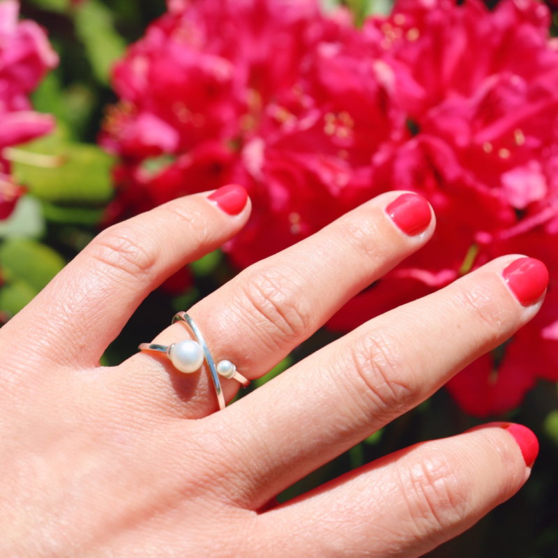 Silver Perle Double Wrap Pearl Ring image