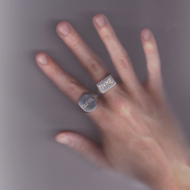 Silver Chunky Queer Signet Ring image
