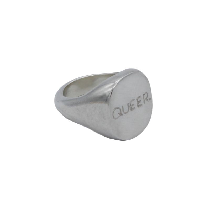 Silver Chunky Queer Signet Ring image