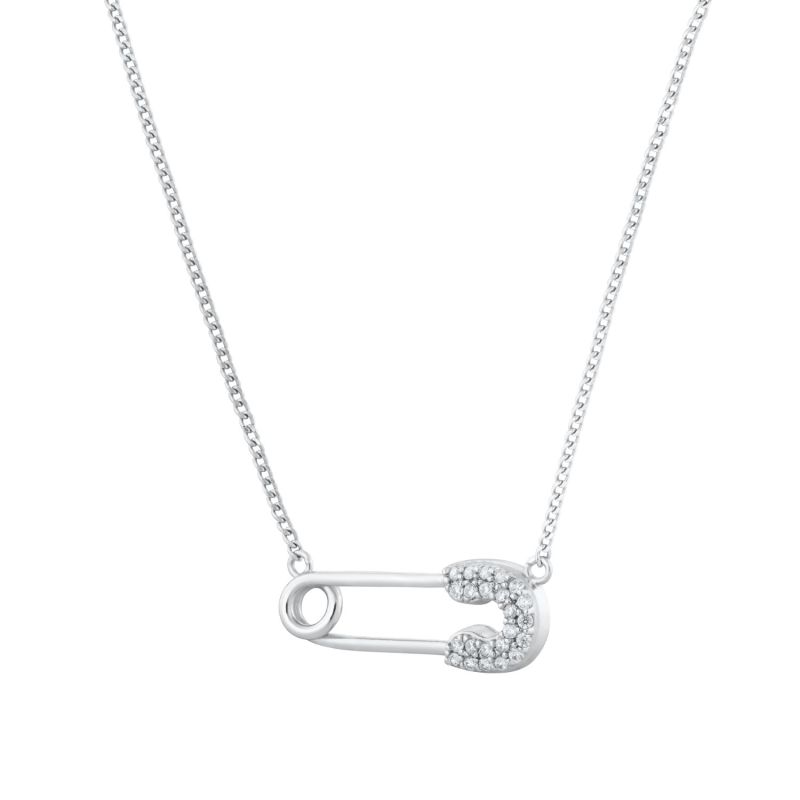 Silver Safety Pin Necklace image