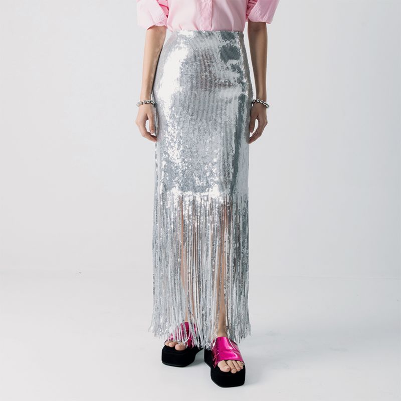 Silver Sequins Skirt image