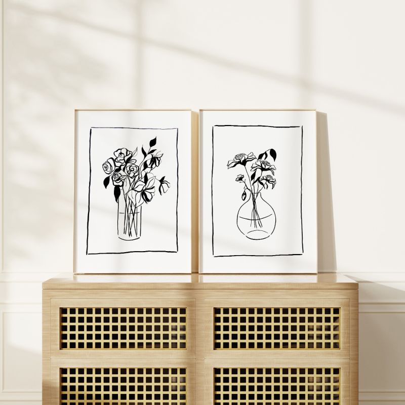 Simplistic Floral Still Life Print Pair image