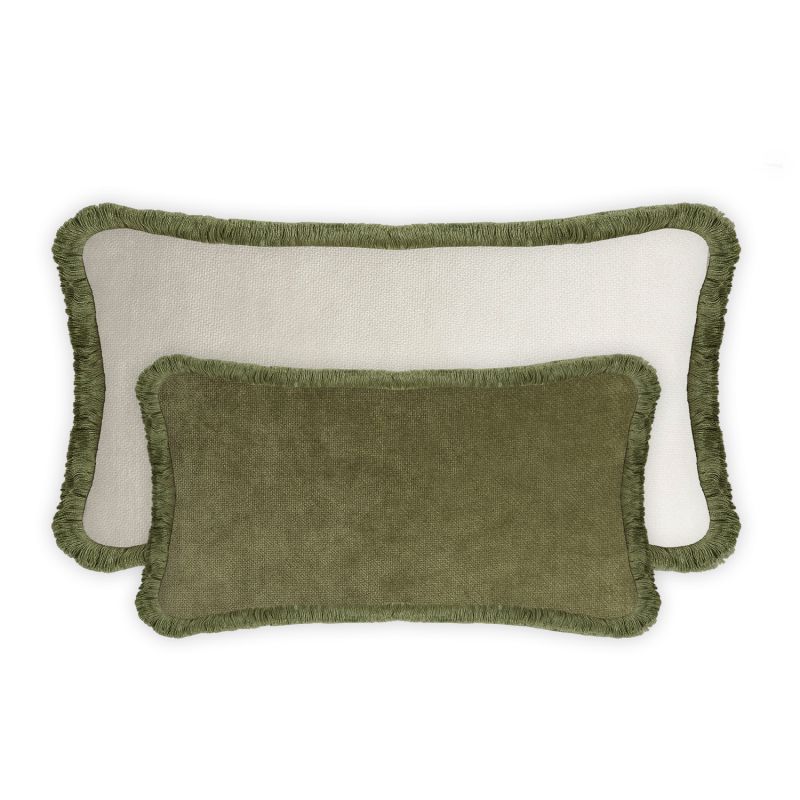 Single Velvet Bed Cushion With Fringes Green image