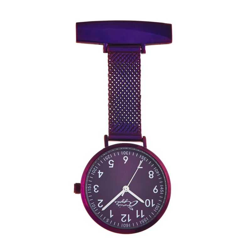 Annie Apple Meraki Silver & Purple Mesh Nurse Fob Watch image