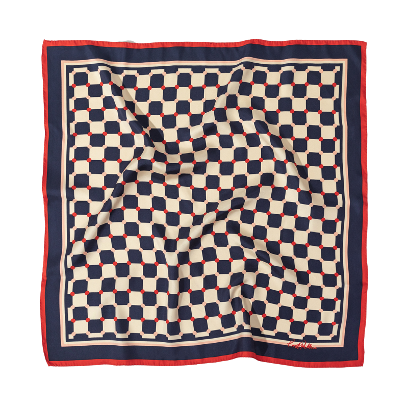 "Checkerboard" Silk  Bandana - Red White & Blue image