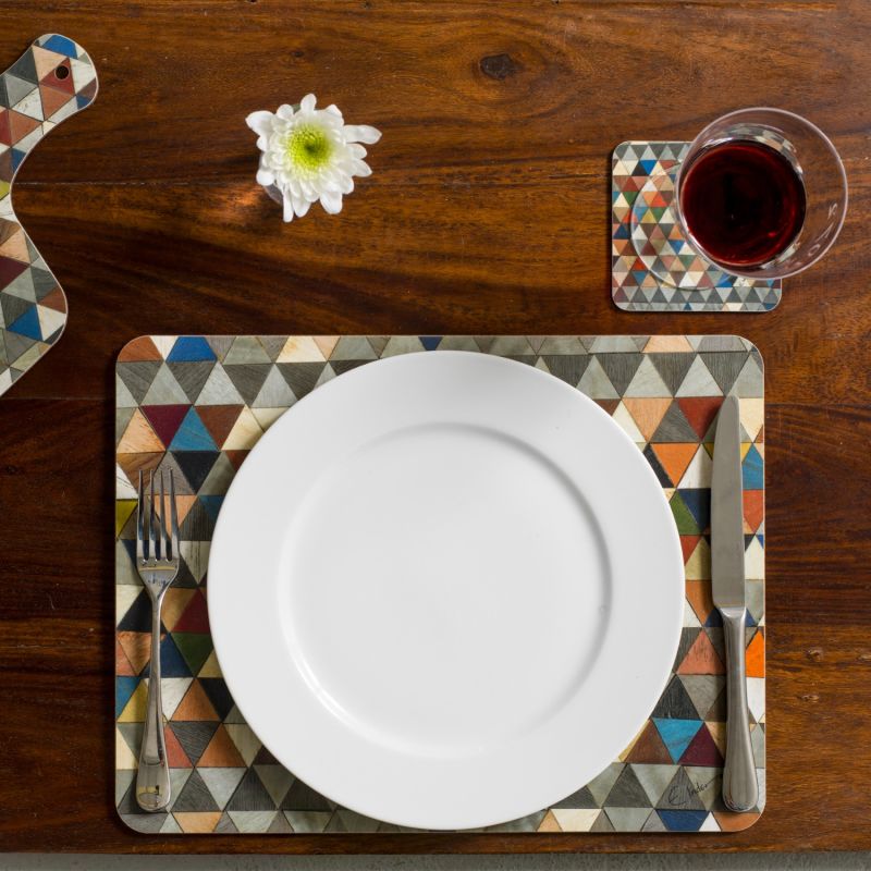 Large Placemats Set Of Six In Mosaic Boho Chic Harlequin Range. Heat
