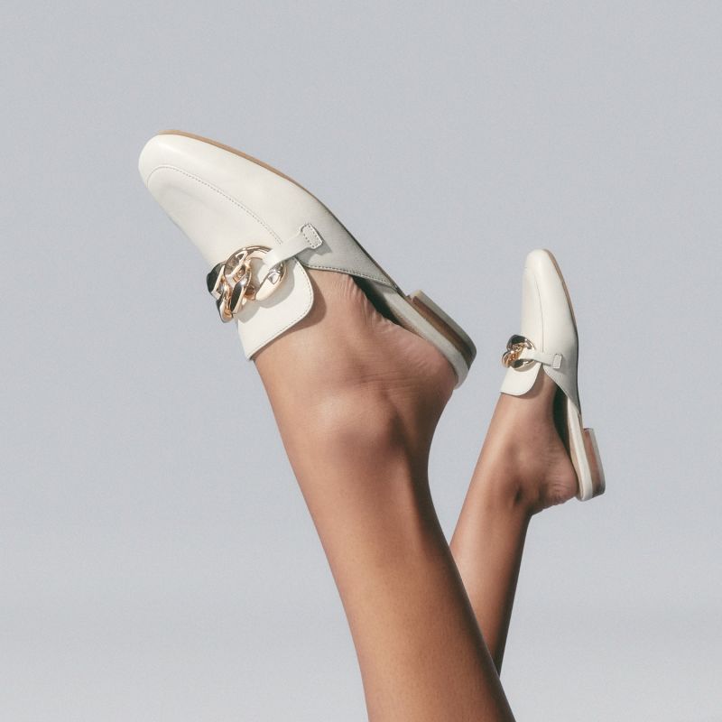 Charm Mules In Ivory Smooth Leather image