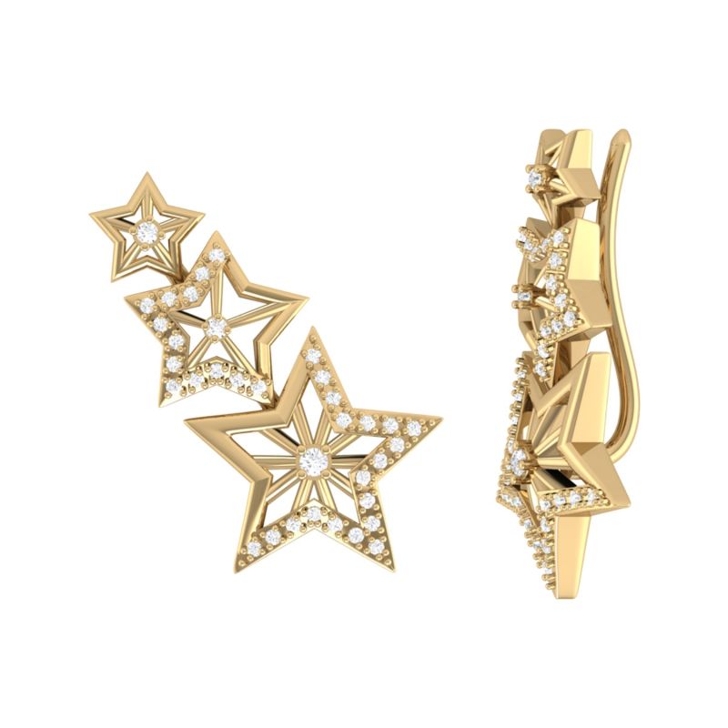 Starburst Ear Climbers In 14 Kt Yellow Gold Vermeil On Sterling Silver image