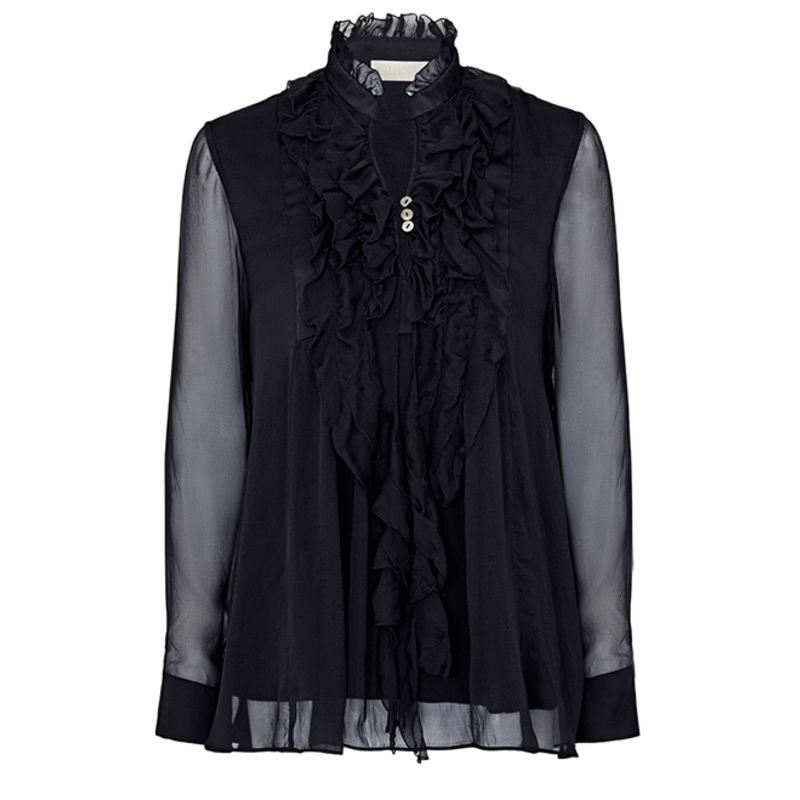 Black Silk Ruffle Top image