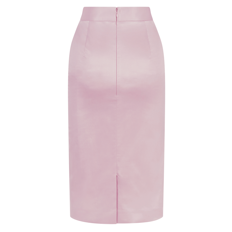 Cotton-Blend Sateen Pencil Skirt - Light Pink image