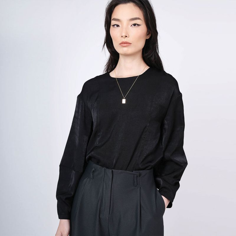 Kimble Lantern Sleeve Long Sleeves Blouse In Anthracite image