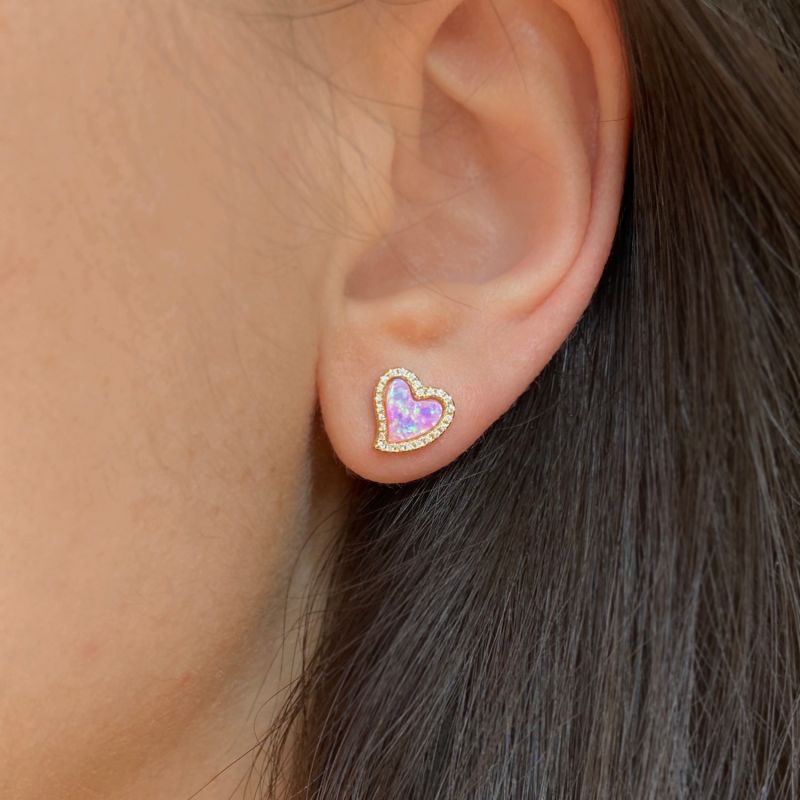 Amore Heart Stud Earrings - Pink & Purple image