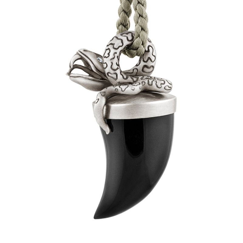 Snake Pendant Necklace With Black Onyx Tusk image