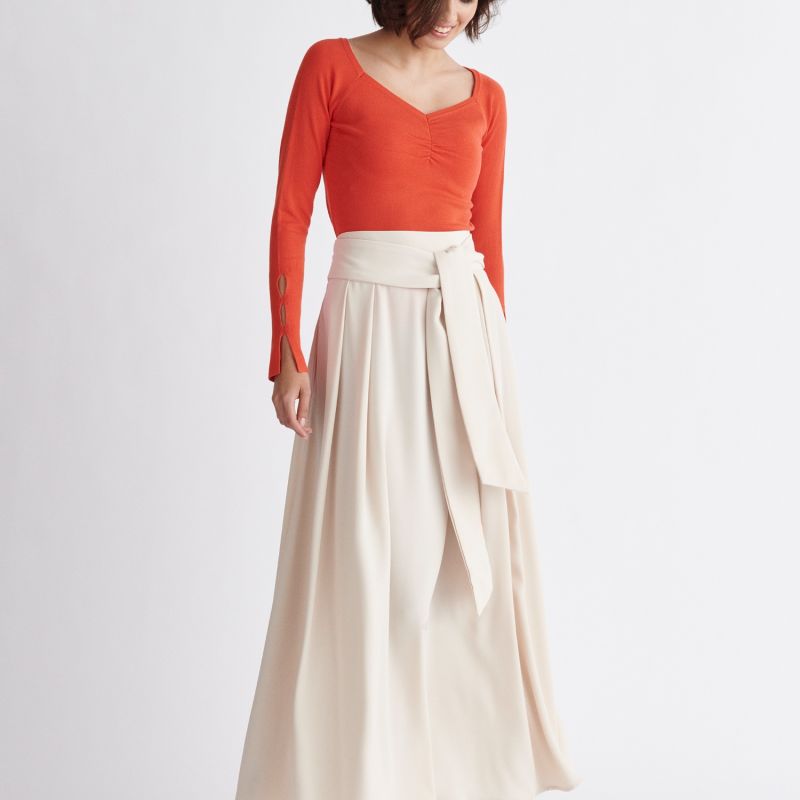 Sleeve Cut Out Top In Blood Orange image