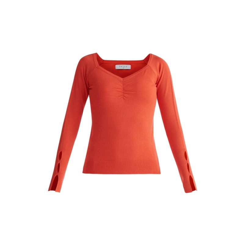 Sleeve Cut Out Top In Blood Orange image