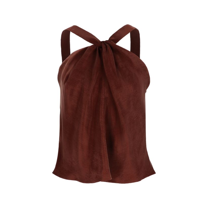 Sleeveless Cupro Top In Rust image