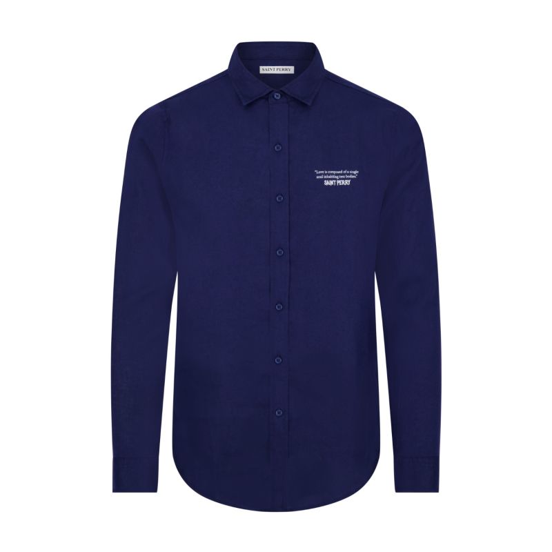 Slim Fit Lightweight Linen Shirt – Blue image