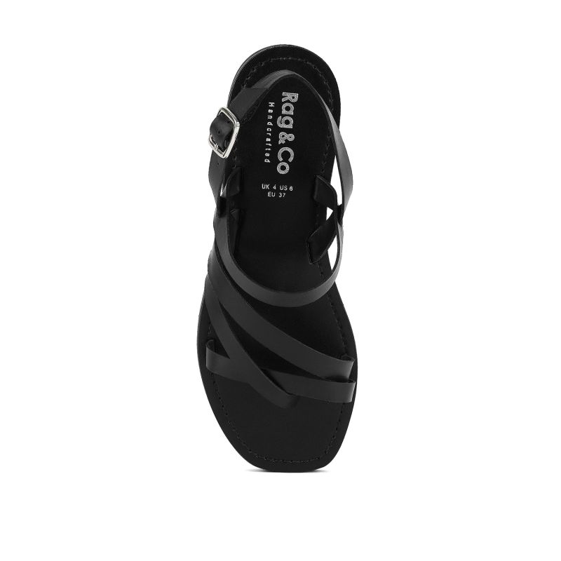 Sloana Black Strappy Flat Sandals image