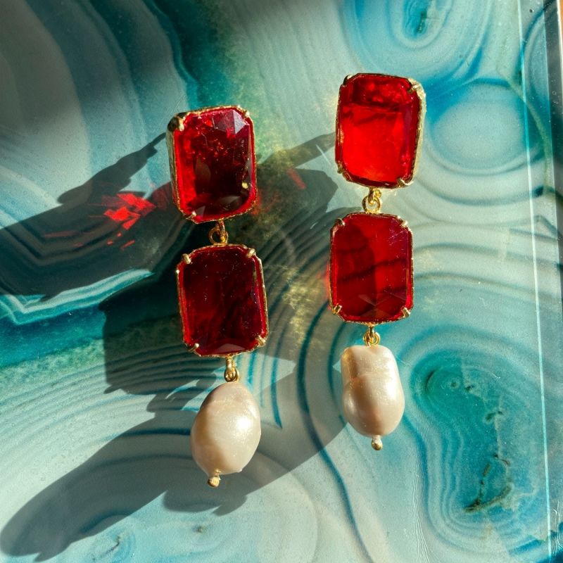 Sloane Earrings - Emerald Red image