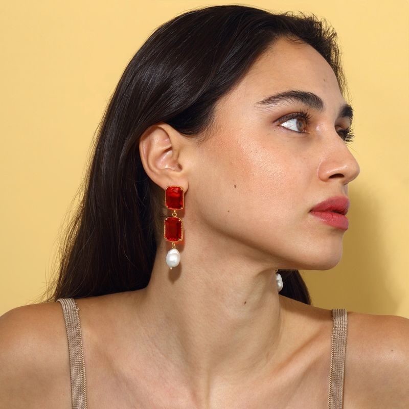 Sloane Earrings - Emerald Red image