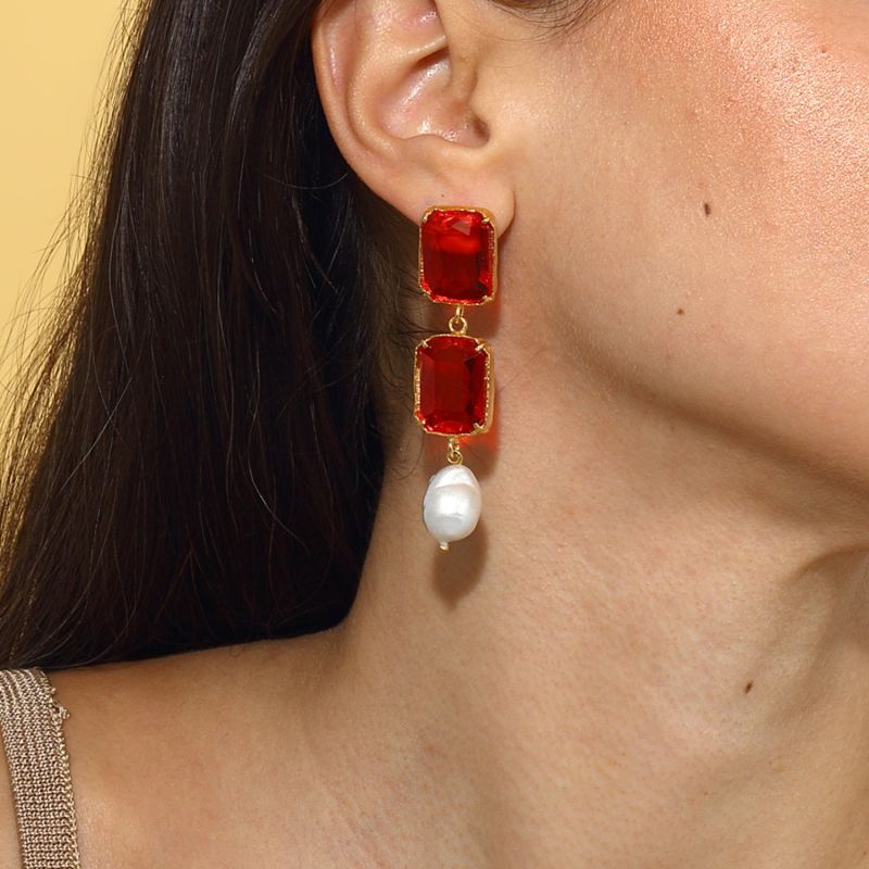 Sloane Earrings - Emerald Red image