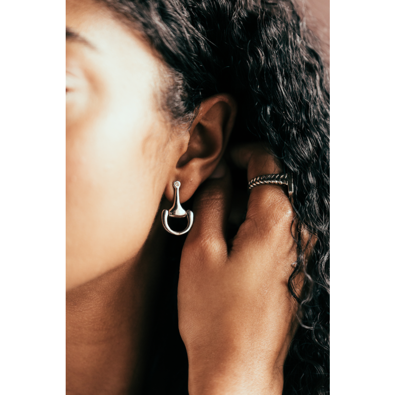 Small Equestrian Bit Earrings In Sterling Silver By Vincent Peach image