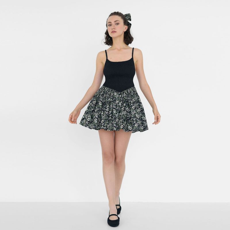 Bianca Smocked Ballerina Mini Dress In Floral Print image