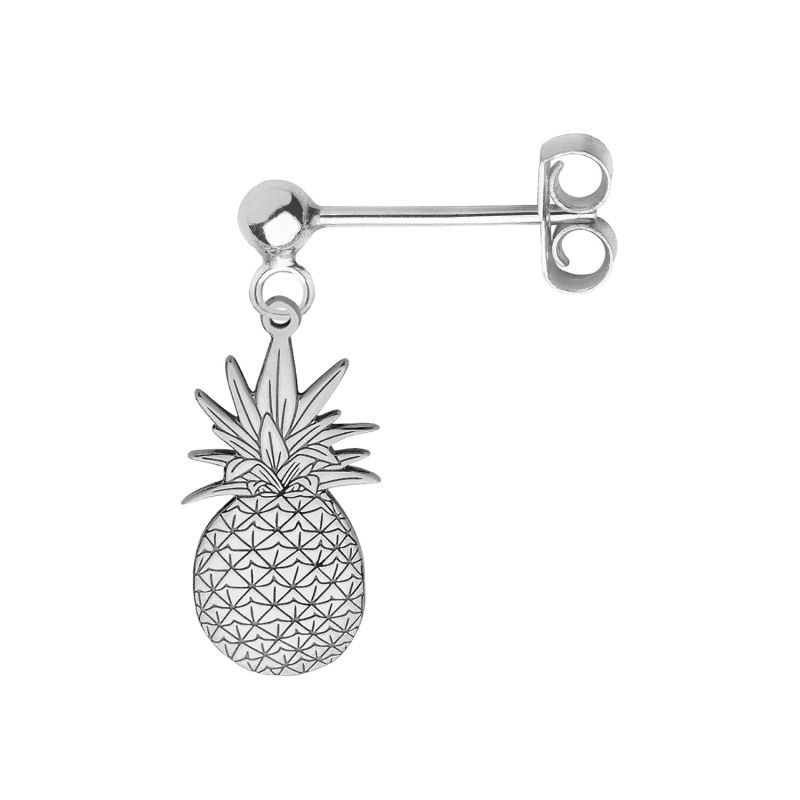 Silver Pineapple Single Short Drop Earring image