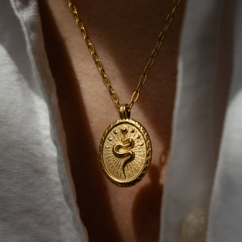 Snake Talisman Necklace In Vermeil image