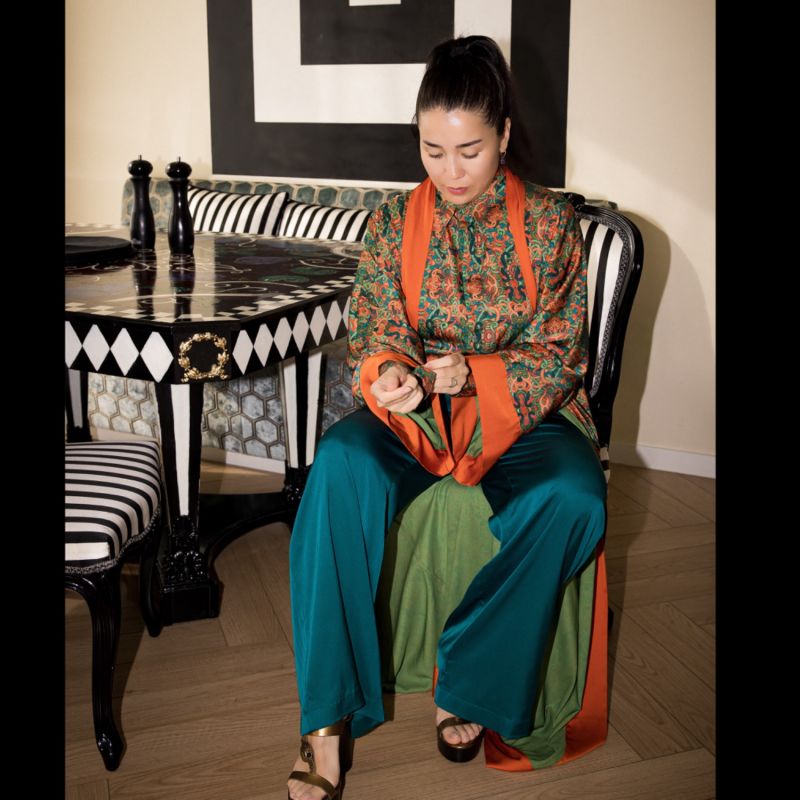 Snakes Print Satin Kaftan Abaya Janara Jones Wolf & Badger