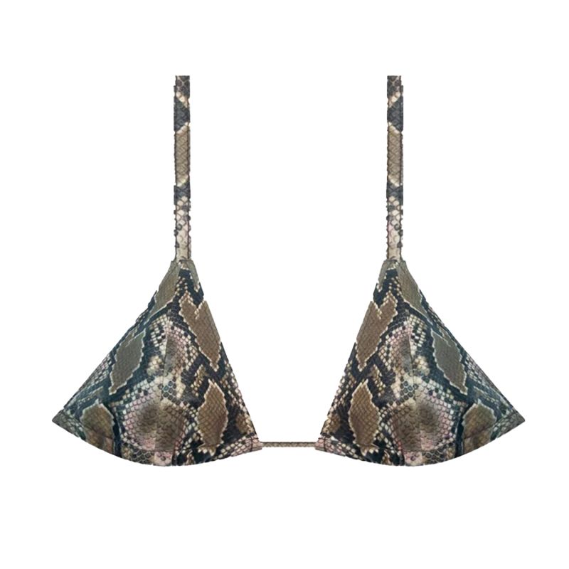 Snakeskin Faux Leather Bra | Khaki image