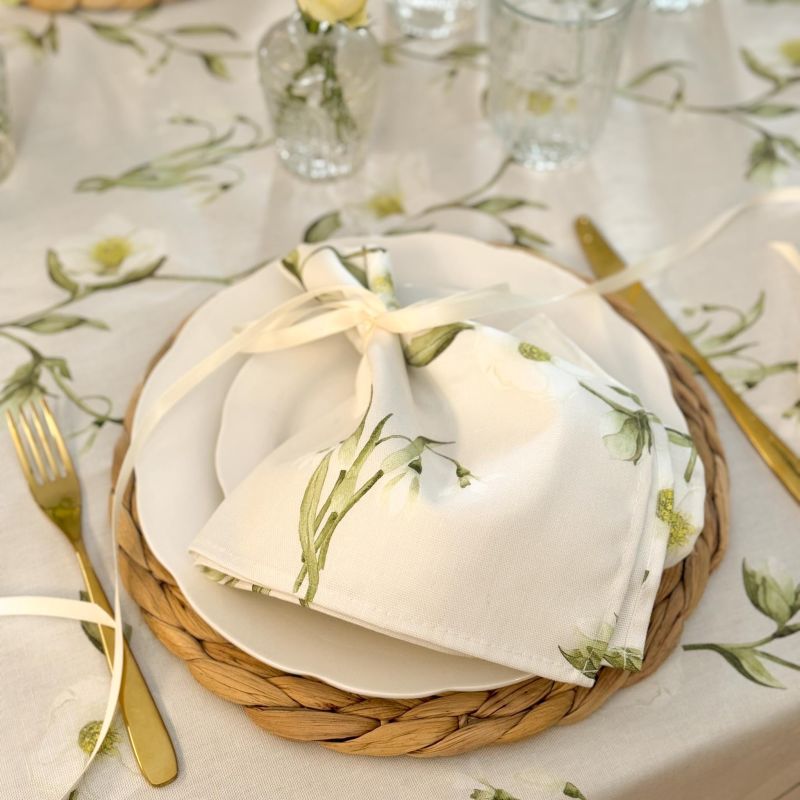 Snowdrop & Hellebore Napkins - Pair image