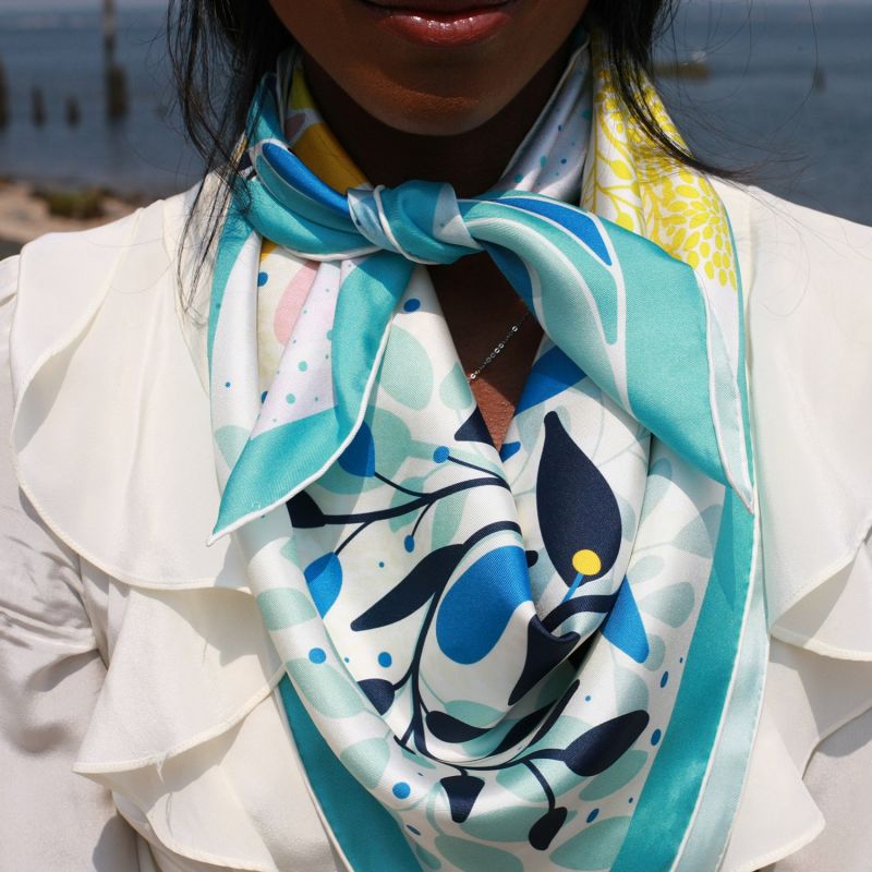 Silk Scarf Of Sunset In Blue image