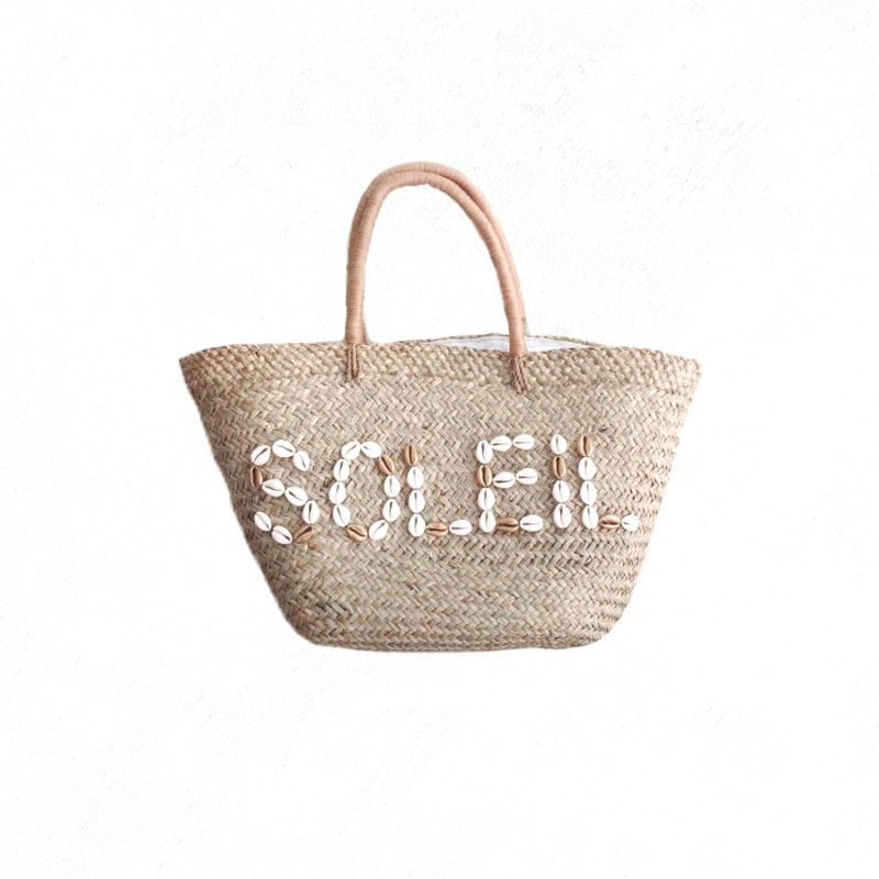 Soleil Straw & Cowrie Shell Beach Bag image