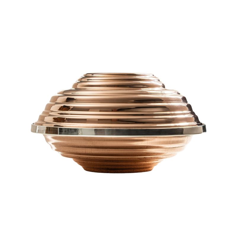 Serrated Pure Copper Bowl Set Bottom + Lid · Handmade Copper  Bowl Set image