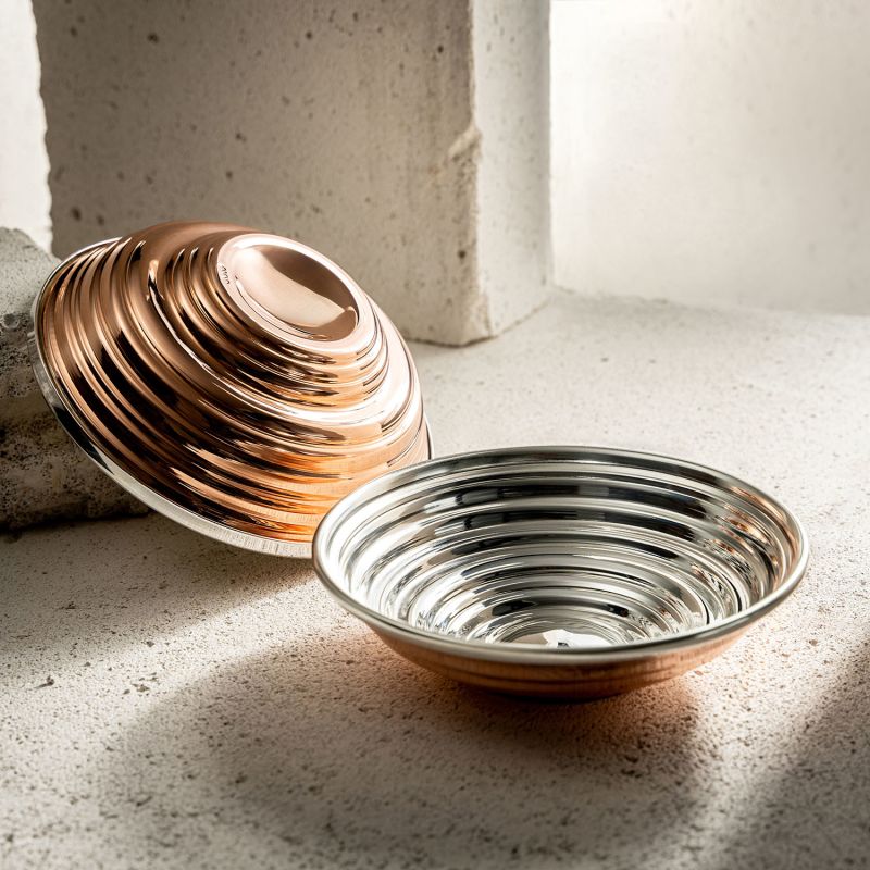 Serrated Pure Copper Bowl Set Bottom + Lid · Handmade Copper  Bowl Set image